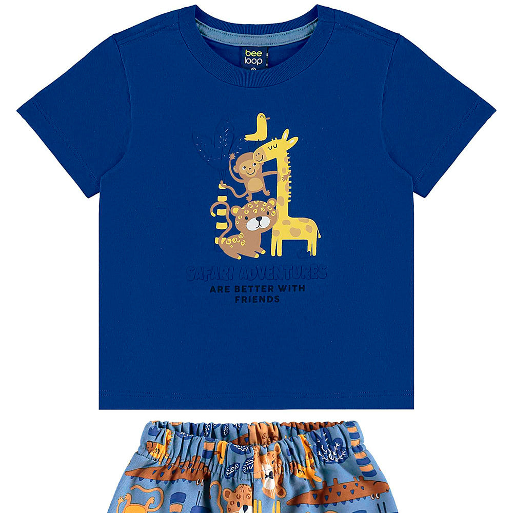 Conjunto Camiseta Manga Curta e Shorts Moletom Beeloop Masculino