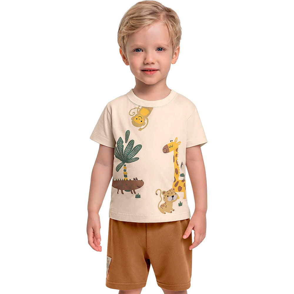 Conjunto Camiseta Manga Curta e Bermuda Moletom Beeloop Masculino