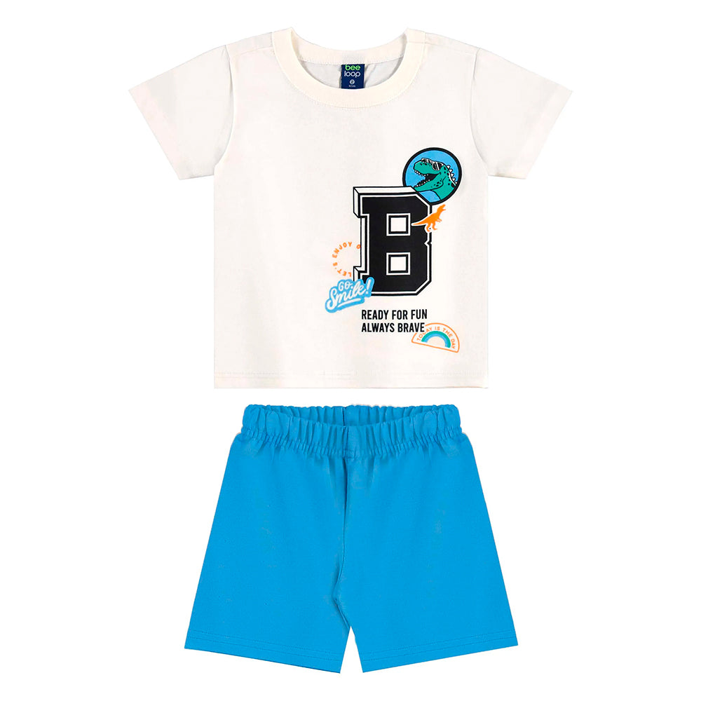 Conjunto Camiseta Manga Curta e Bermuda Moletom Beeloop Masculino
