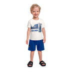 Conjunto Camiseta Manga Curta e Bermuda Moletom Beeloop Masculino - Natural