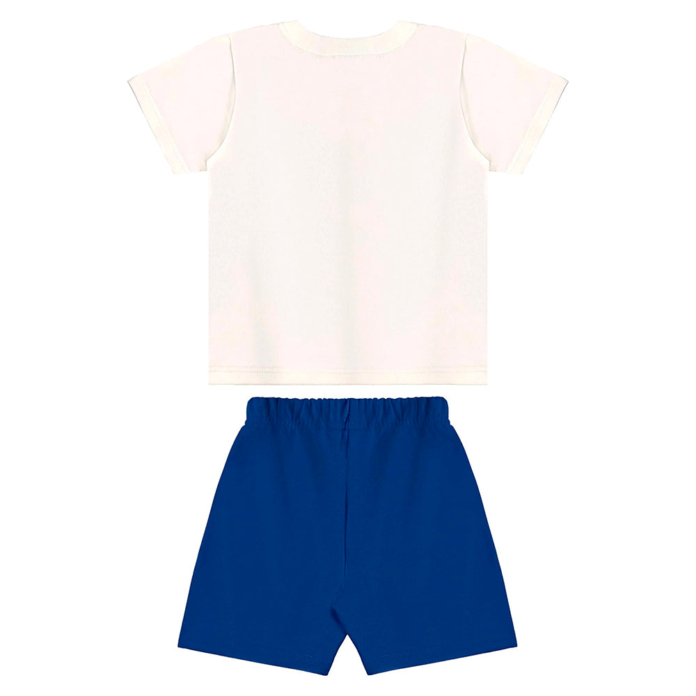 Conjunto Camiseta Manga Curta e Bermuda Moletom Beeloop Masculino - Natural