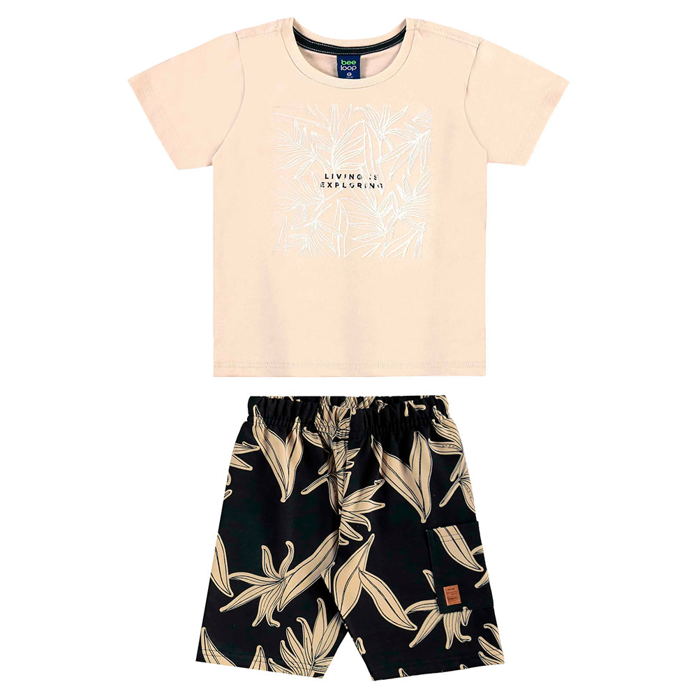 Conjunto Camiseta Manga Curta e Bermuda Moletom Beeloop Masculino