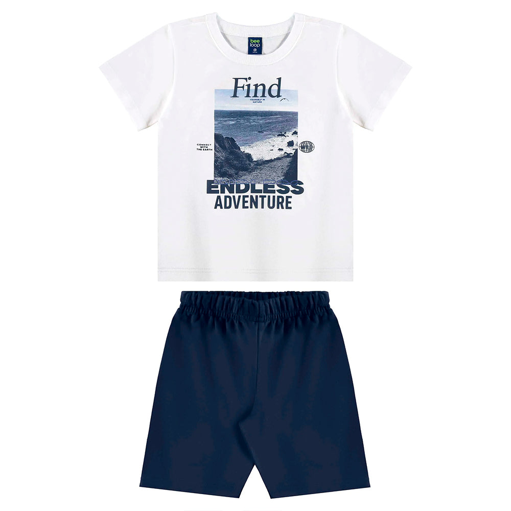 Conjunto Camiseta Manga Curta e Bermuda Moletom  Beeloop Masculino
