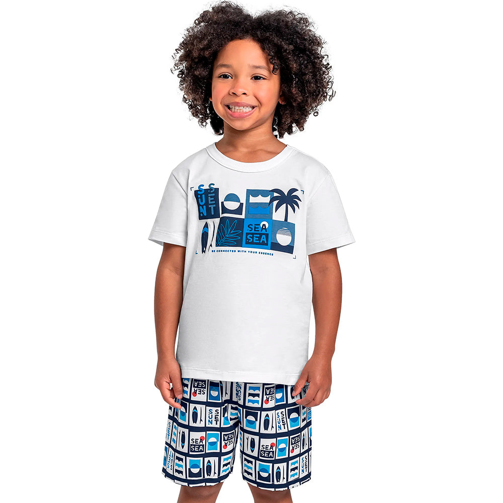 Conjunto Camiseta Manga Curta e Bermuda Beeloop Estamapdo Masculino