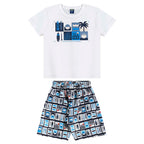 Conjunto Camiseta Manga Curta e Bermuda Beeloop Estamapdo Masculino