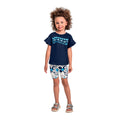Conjunto Blusa Manga Curta e Bermuda Beeloop Feminino - Azul Escuro
