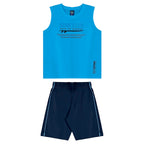 Conjunto Regata e Bermuda Moletom Beeloop Surf Club Masculino - Azul