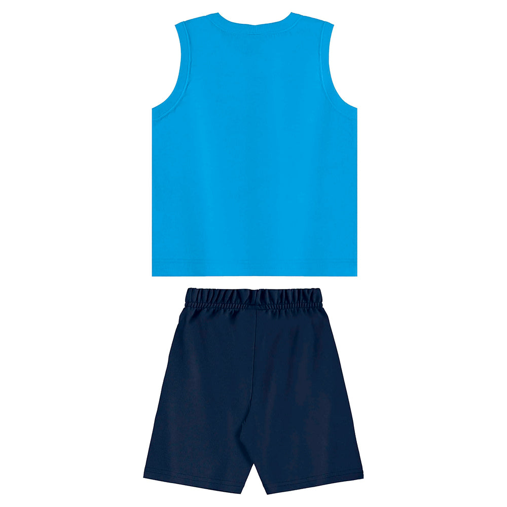 Conjunto Regata e Bermuda Moletom Beeloop Surf Club Masculino - Azul