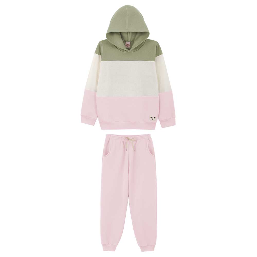 Conjunto Recortes com Capuz e Calça Moletom Lik Kids - Feminino