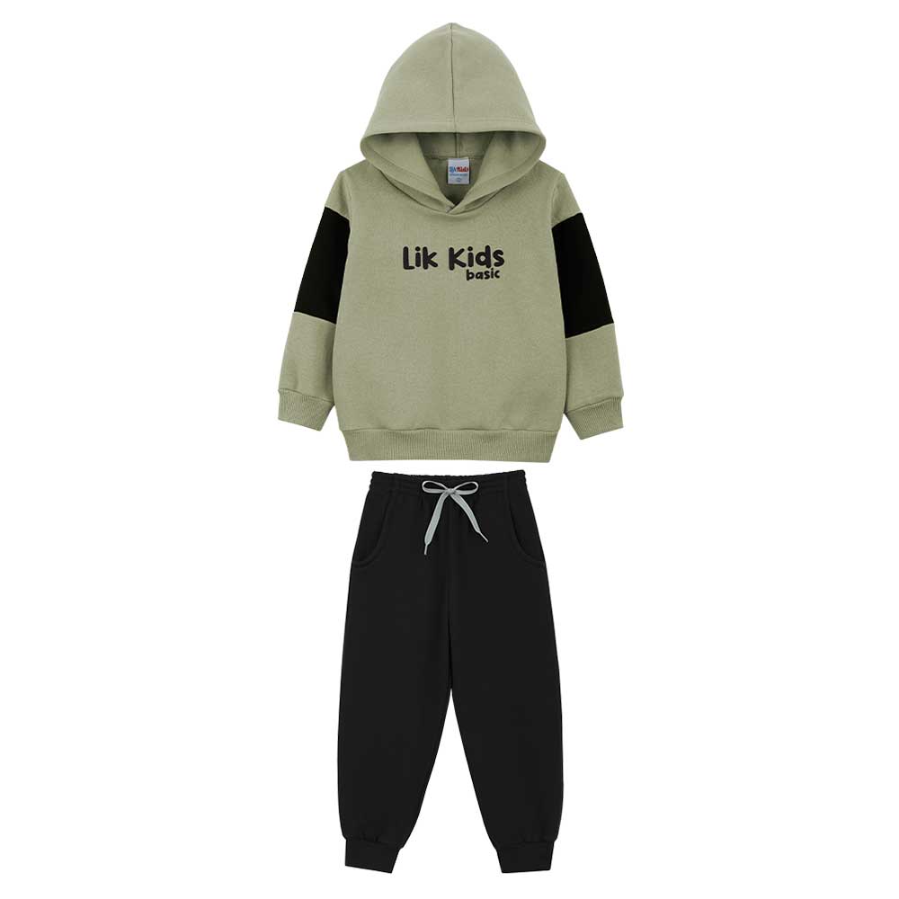 Conjunto Recortes com Capuz e Calça Moletom Lik Kids - Masculino