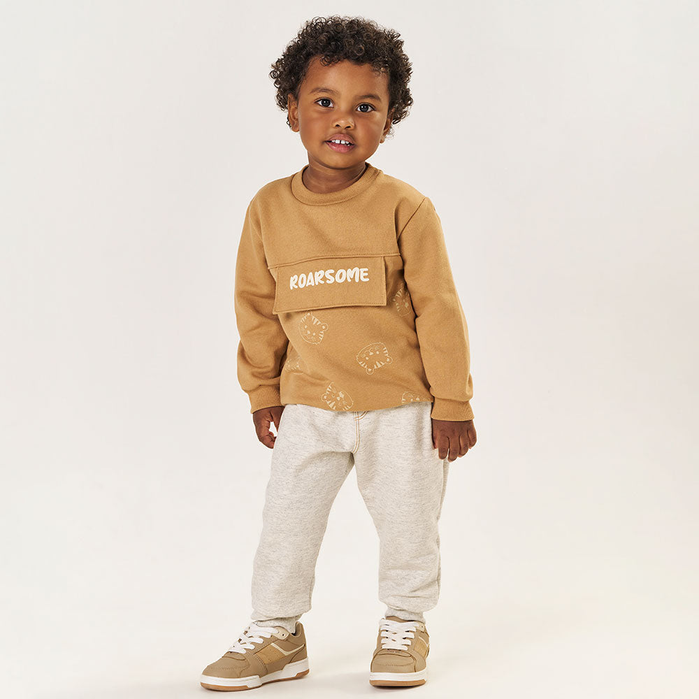 Conjunto Moletom Roarsome Marrom Tileesul - Masculino