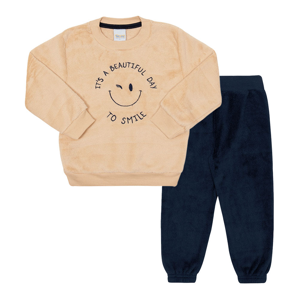 Conjunto Blusa e Calça em Pelinho To Smile Bege Tileesul - Masculino