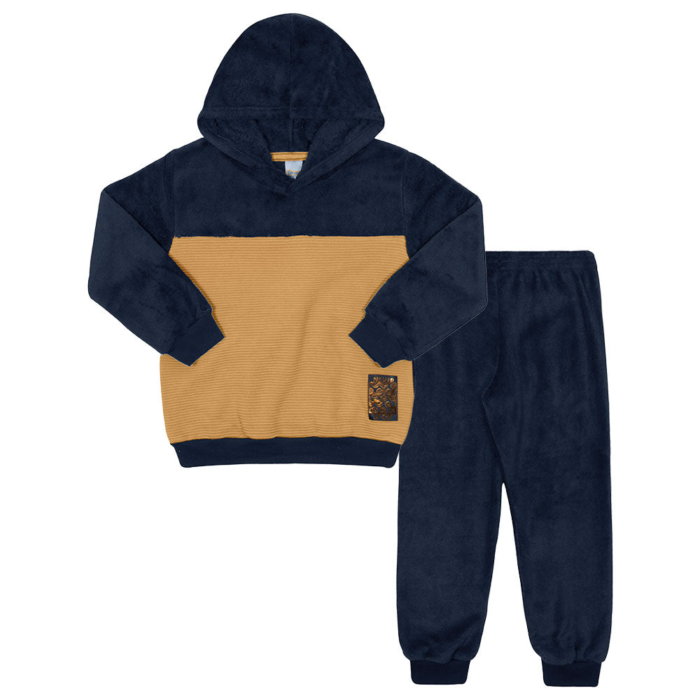 Conjunto Blusa Capuz e Calça com Pelinho Marinho Tileesul - Masculino