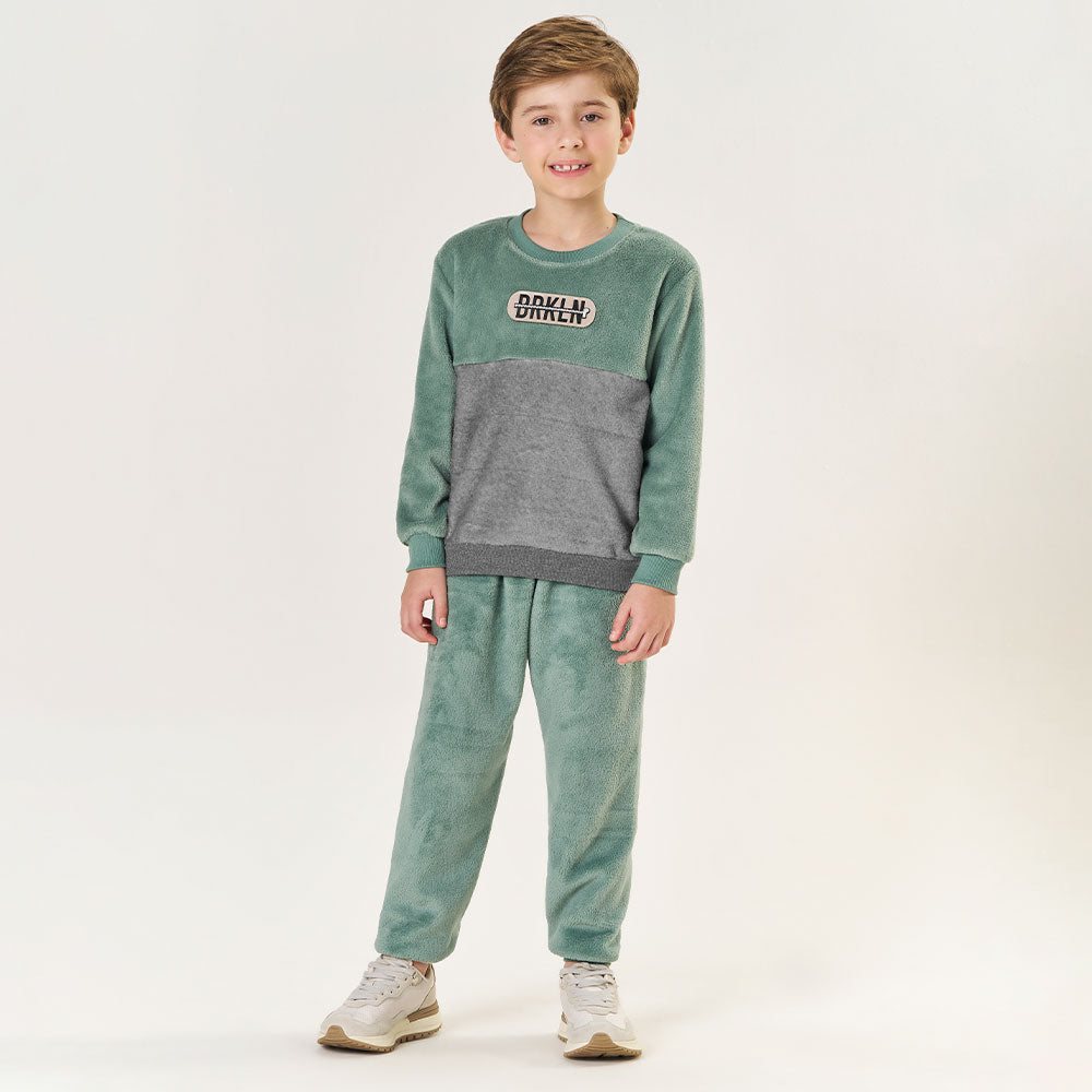 Conjunto Blusa e Calça em Pelinho BRKLN Verde Tileesul - Masculino