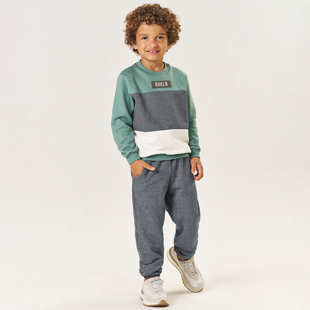 Conjunto Blusa e Calça Moletom Felpado BRKLN Verde Tileesul - Masculino