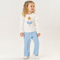 Conjunto Moletom Felpado Bailarina Marfim/Azul Tileesul - Feminino