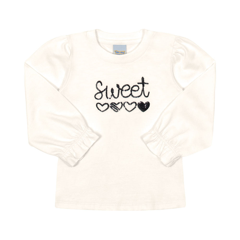 Blusinha Manga Longa Sweet Marfim Tileesul - Feminino