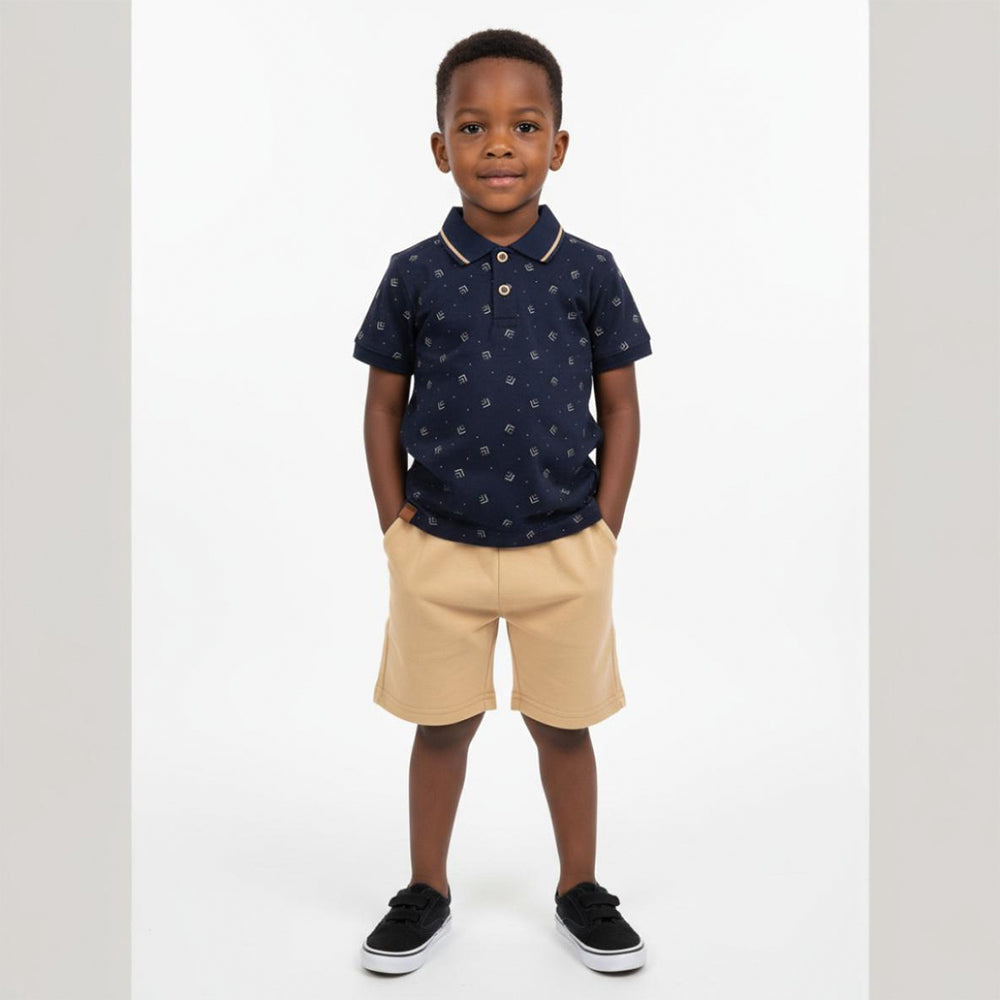 Conjunto Polo Manga Curta e Bermuda Tileesul Estampado Masculino