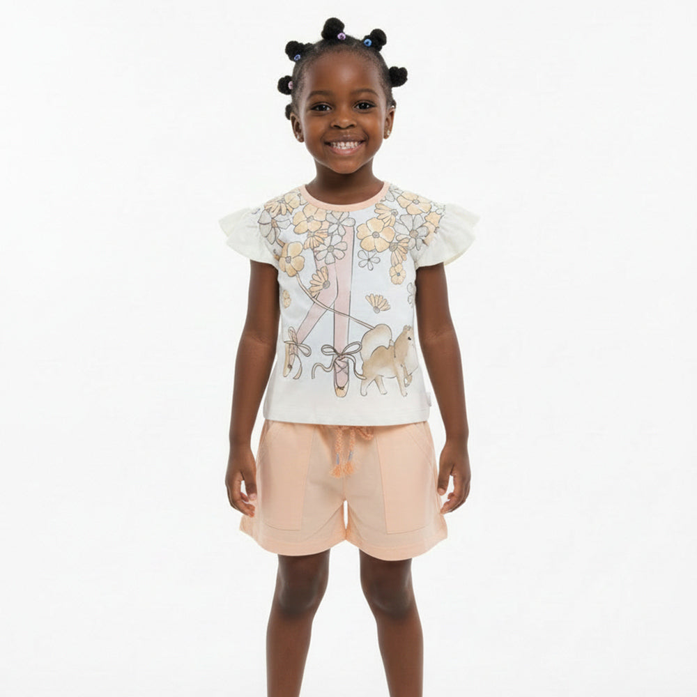 Conjunto Blusa E Shorts Tileesul Estampado Feminino