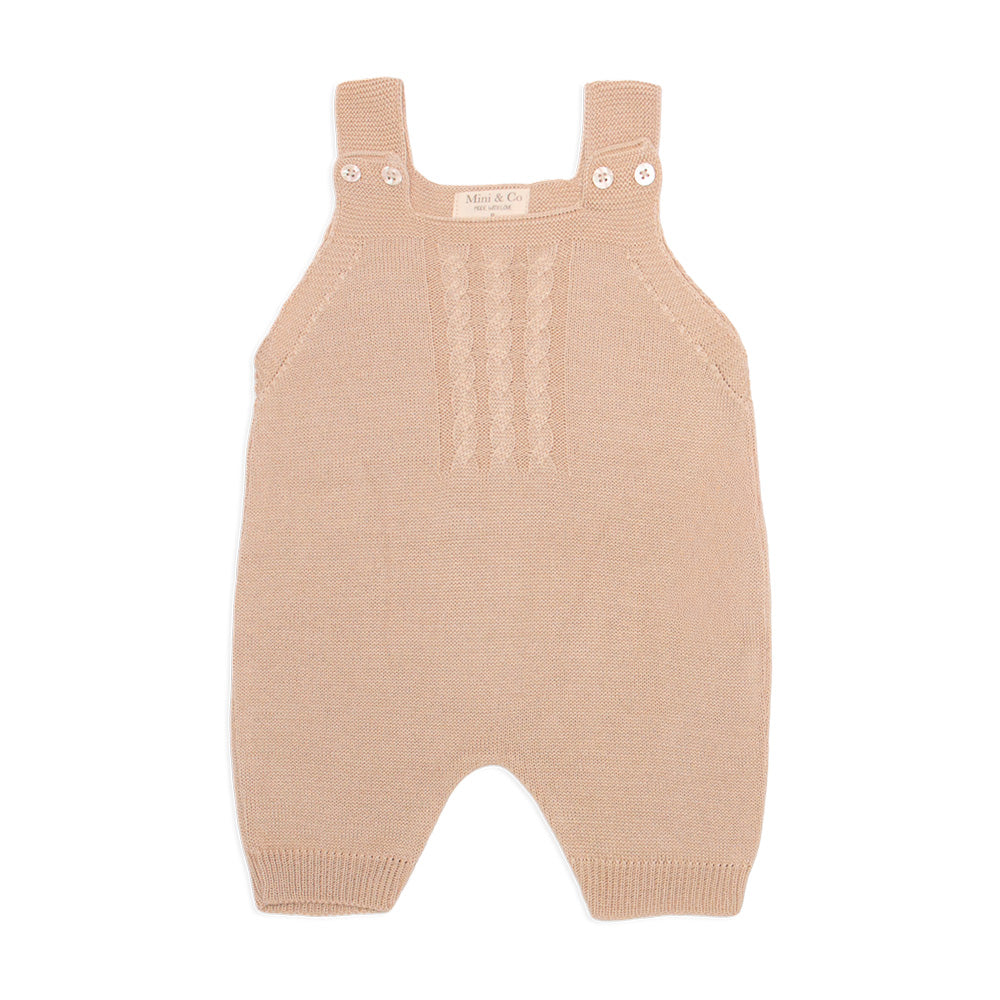 Jardineira Tricot Trançada Cáqui Masculina Mini & Co