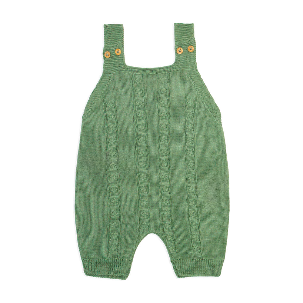 Jardineira Tricot Trançada Verde Masculina Mini & Co