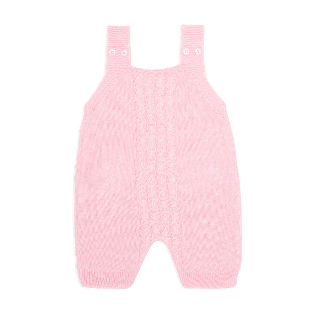 Jardineira Tricot Trançada Rosa Feminina Mini & Co