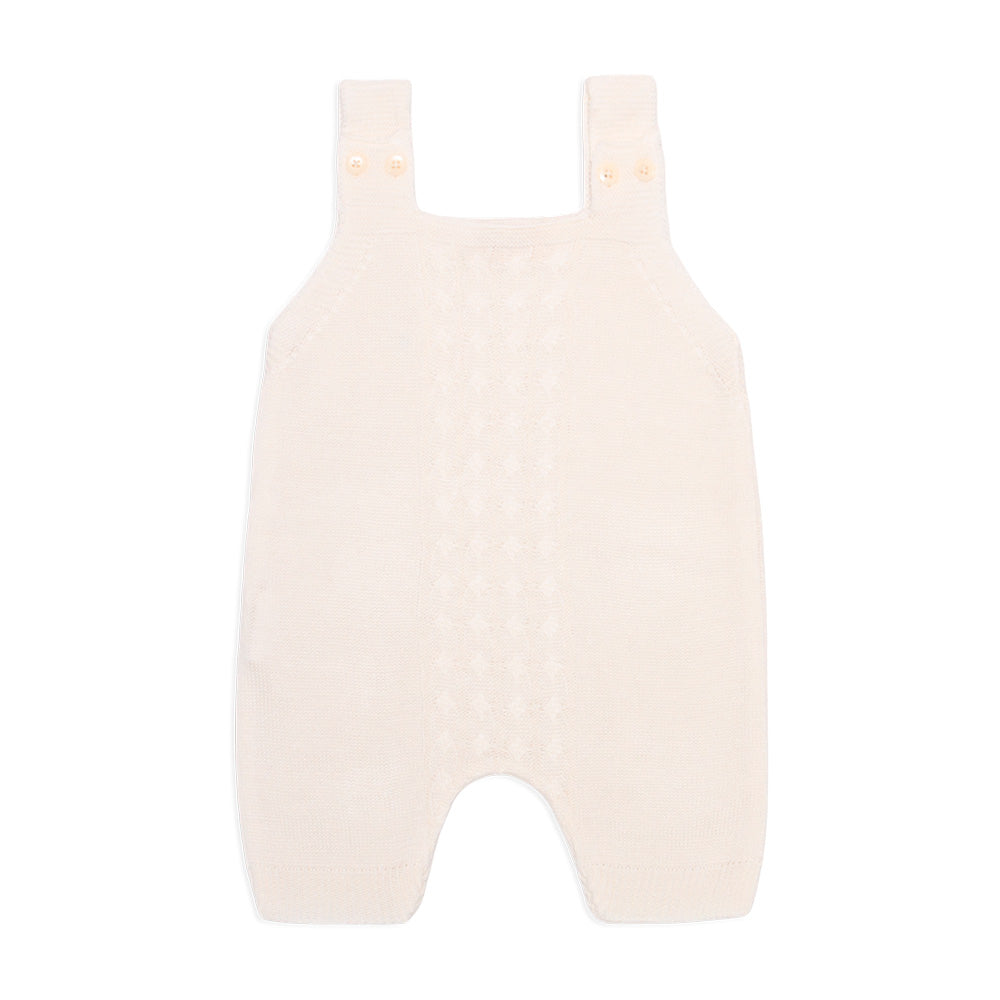 Jardineira Tricot Trançada Off White Feminina Mini & Co