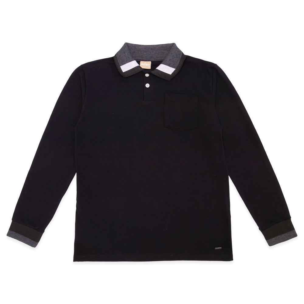 Camisa Polo Manga Longa com Punho Milon - Masculina