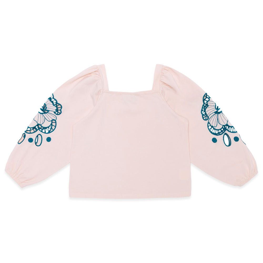 Blusinha Manga Longa Cropped Bordado Vazado Milon - Feminina