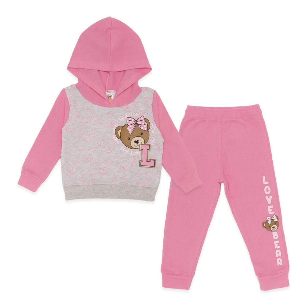 Conjunto Moletom Flanelado Blusa com Capuz Love Bear Taita - Feminino