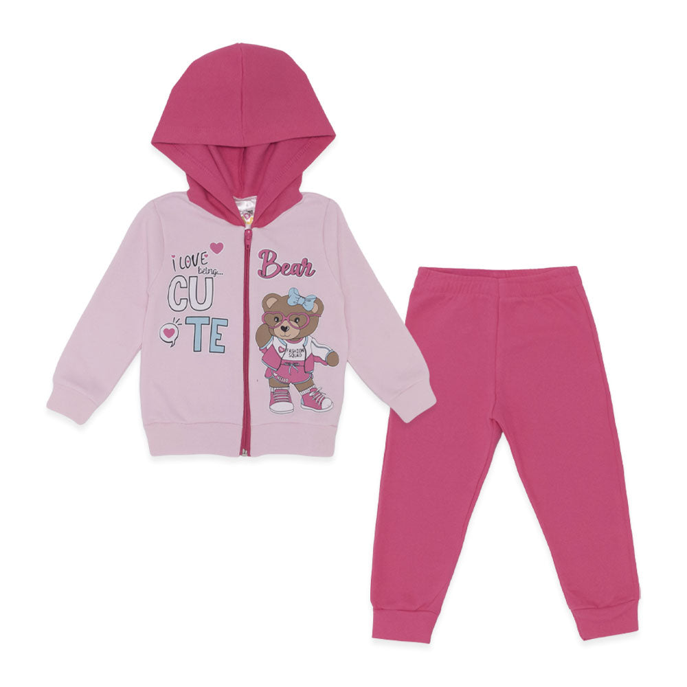 Conjunto Moletom Flanelado Jaqueta com Capuz Cute Bear Taita - Feminino