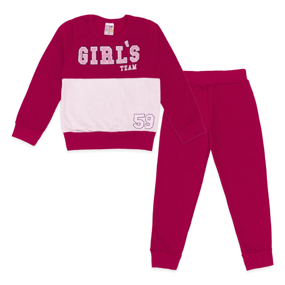 Conjunto Moletom Flanelado Blusa com Girl's Team Taita - Feminino