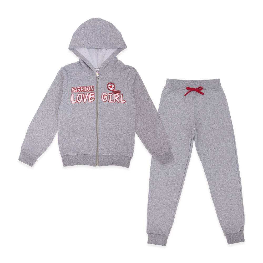 Conjunto Moletom Flanelado Jaqueta com Capuz Fashion Love Girl Taita - Feminino