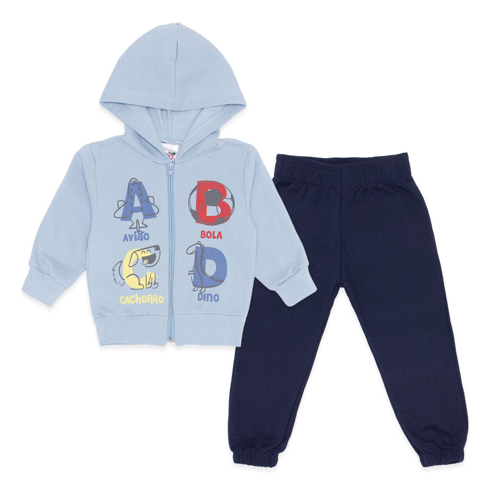 Conjunto Moletom Flanelado Jaqueta com Capuz ABCD Taita - Masculino