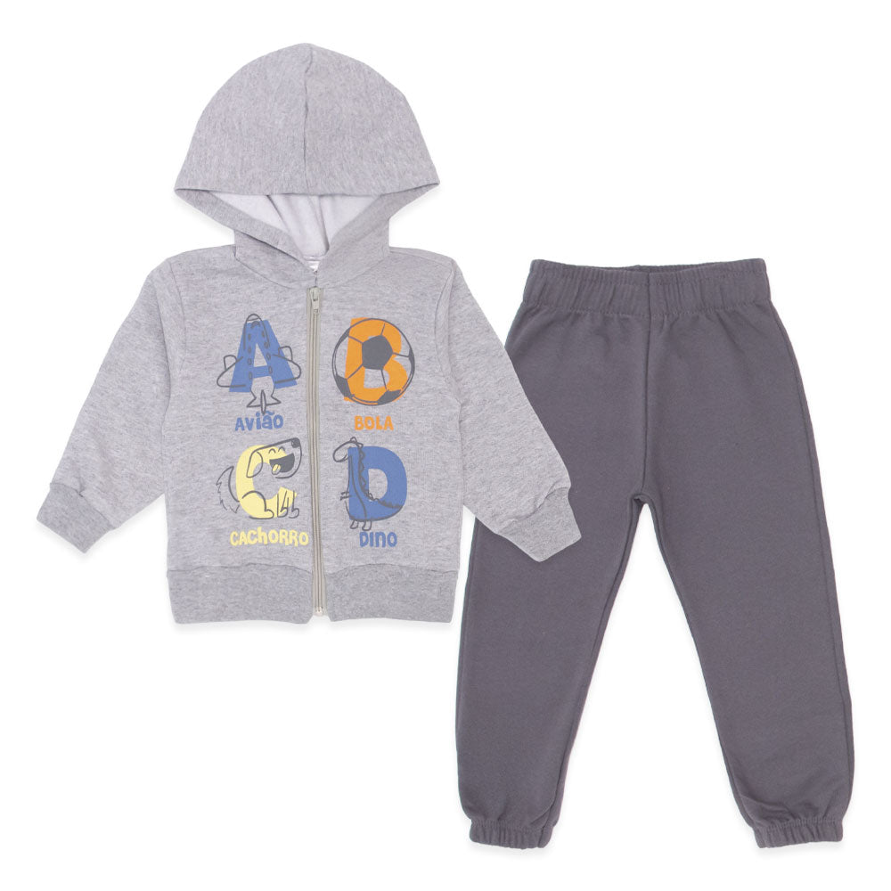 Conjunto Moletom Flanelado Jaqueta com Capuz ABCD Taita - Masculino