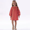 Vestido Manga Longa Tricot Bordado Coral Kiki Xodó - Feminino
