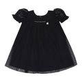 Vestido Manga Curta Malha e Tule Forrado Strass Kiki Xodó - Feminino