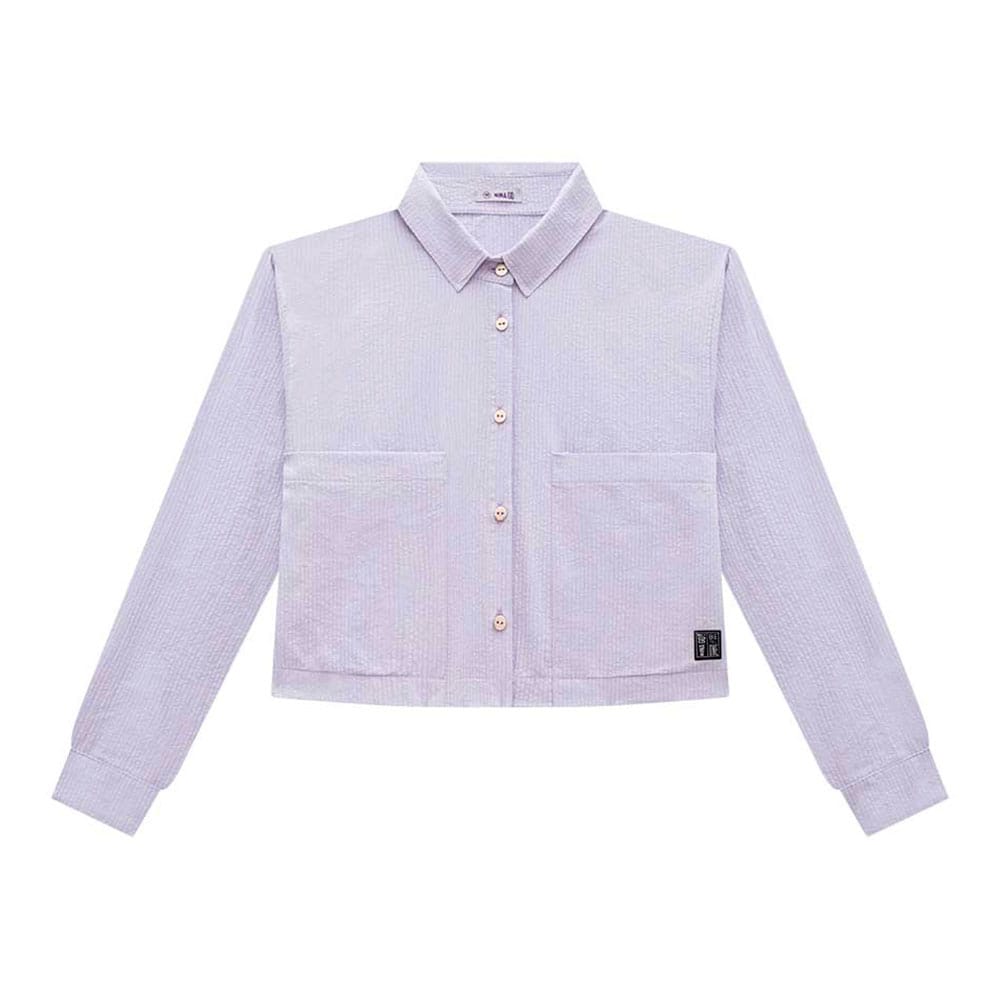 Camisa Manga Longa Boxy Tricoline Listra Nina Go - Feminina