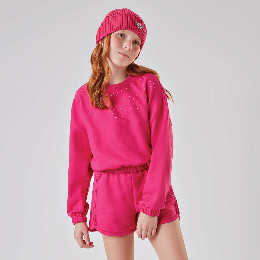 Conjunto Blusão e Short em Moletinho Strass Nina Go! - Feminino