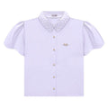 Camisa Manga Curta Gola Strass Nina Go - Feminina
