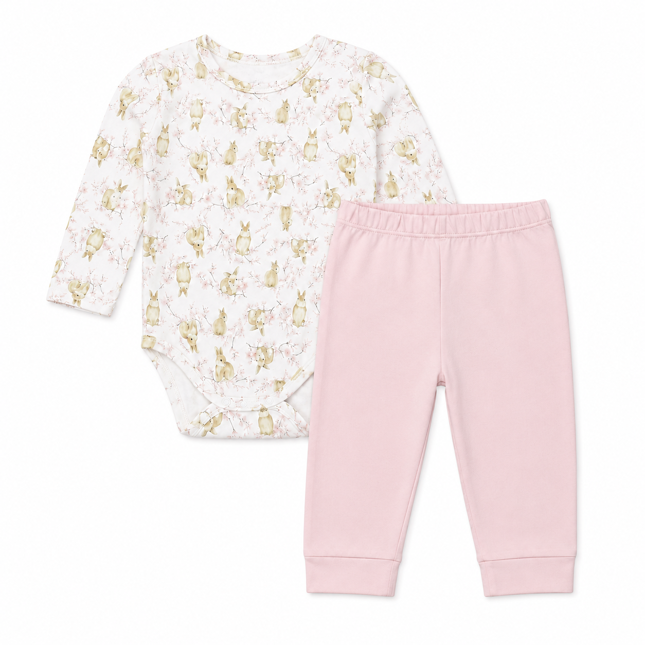 Body Manga Longa Com Mijão Mini  & CO Pé Reversível Feminino - Coelhinhas