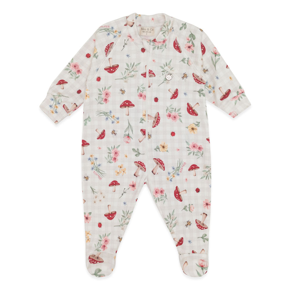 Macacão Manga Longa Estampado com Ziper Suedine Feminino – Cogumelos