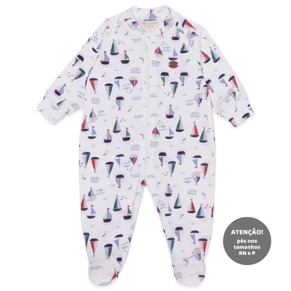 Macacão Manga Longa Estampado com Ziper Suedine Masculino – Navy