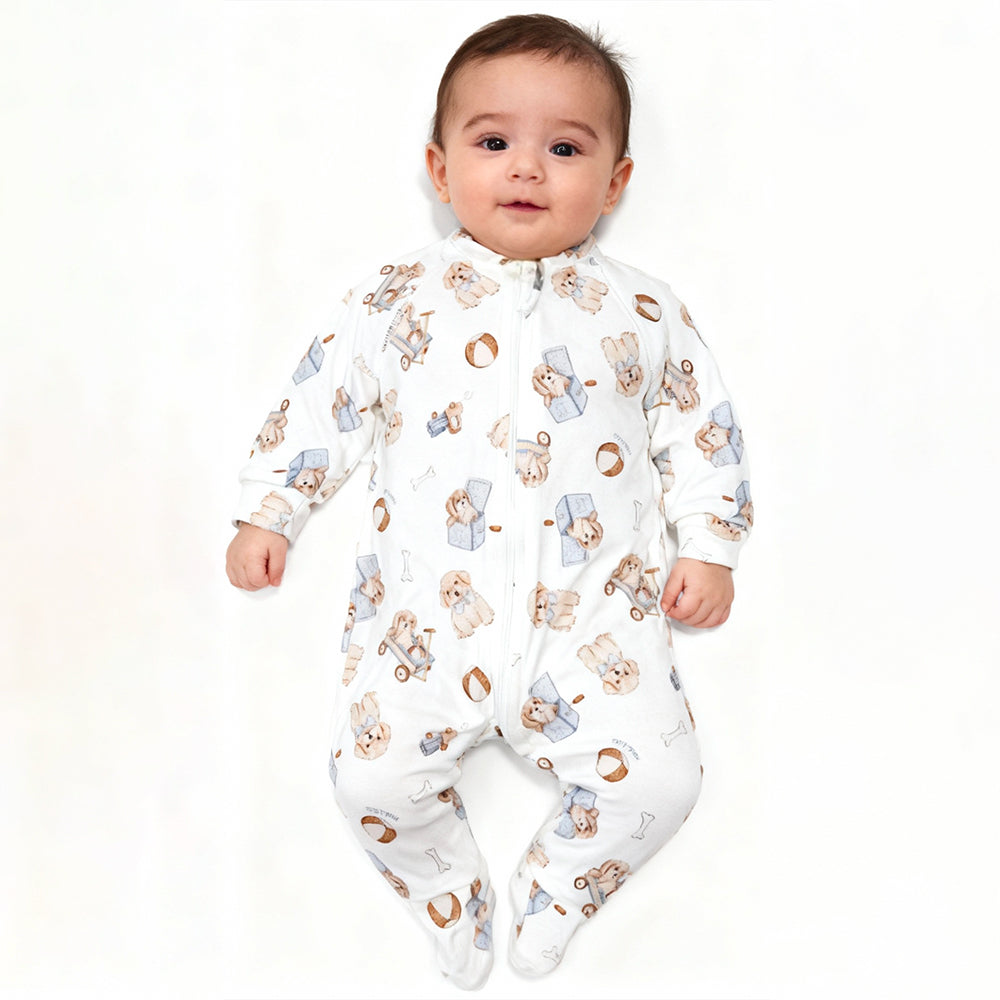 Macacão Abertura Em Zíper Suedine Masculino - Cachorrinhos Mini & Co