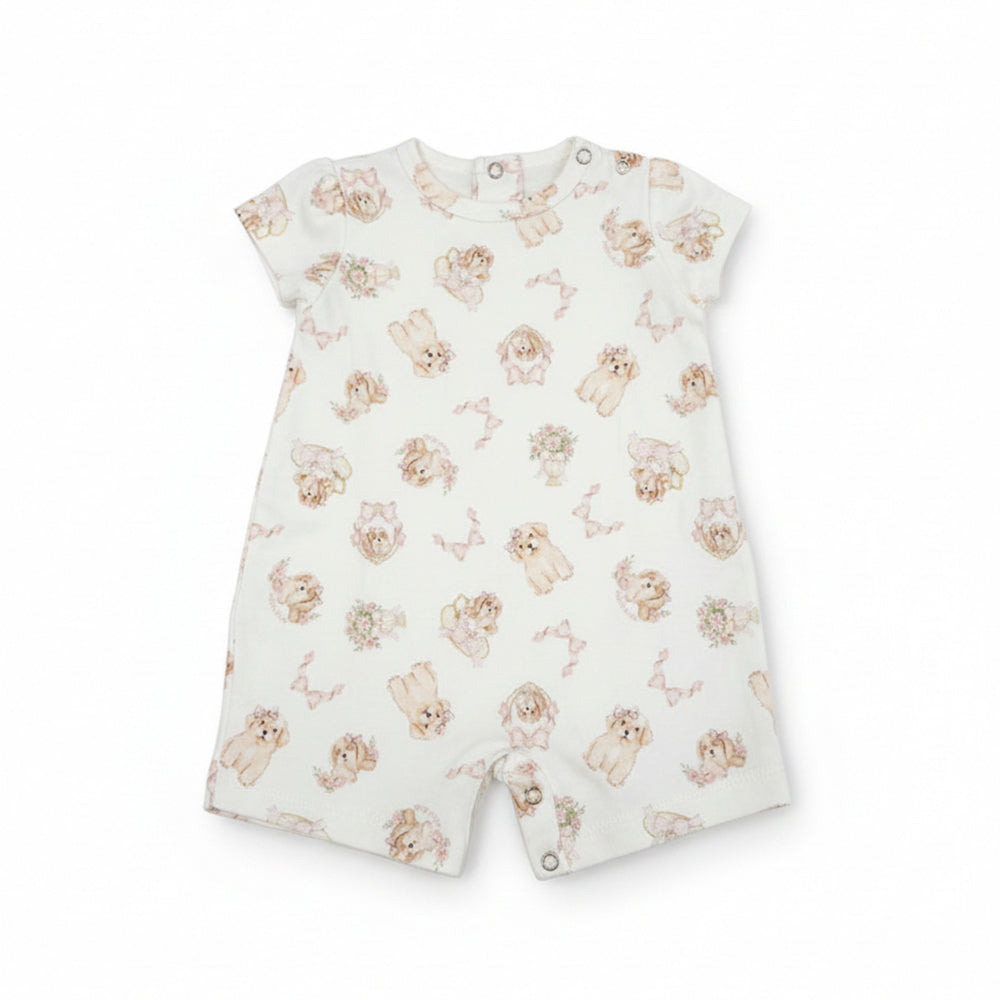 Macacão Manga Curta Avulso Mini e Co Estampado Feminino - Cachorrinhas