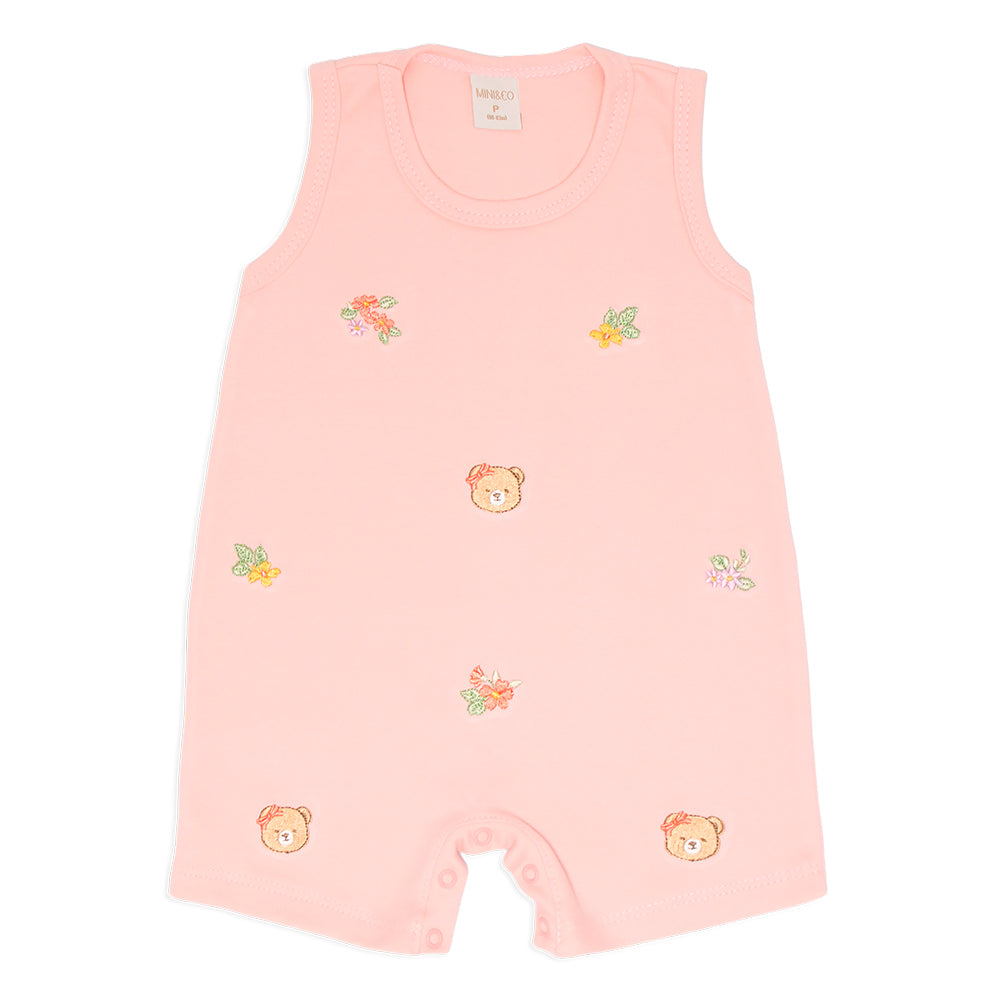 Macacão Regata Mini E Co Suedine Feminino - Ursinhas Florais