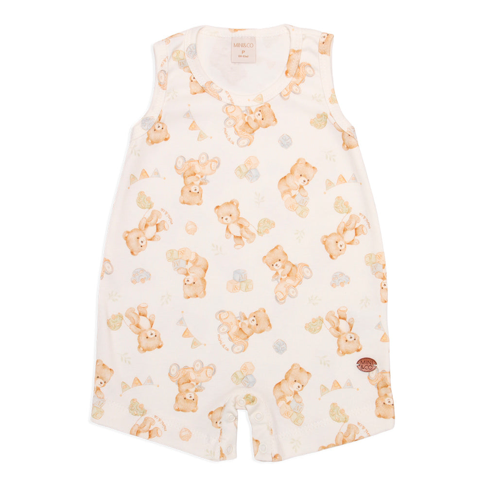 Macacão Regata Mini E Co Suedine Masculino - Ursinhos