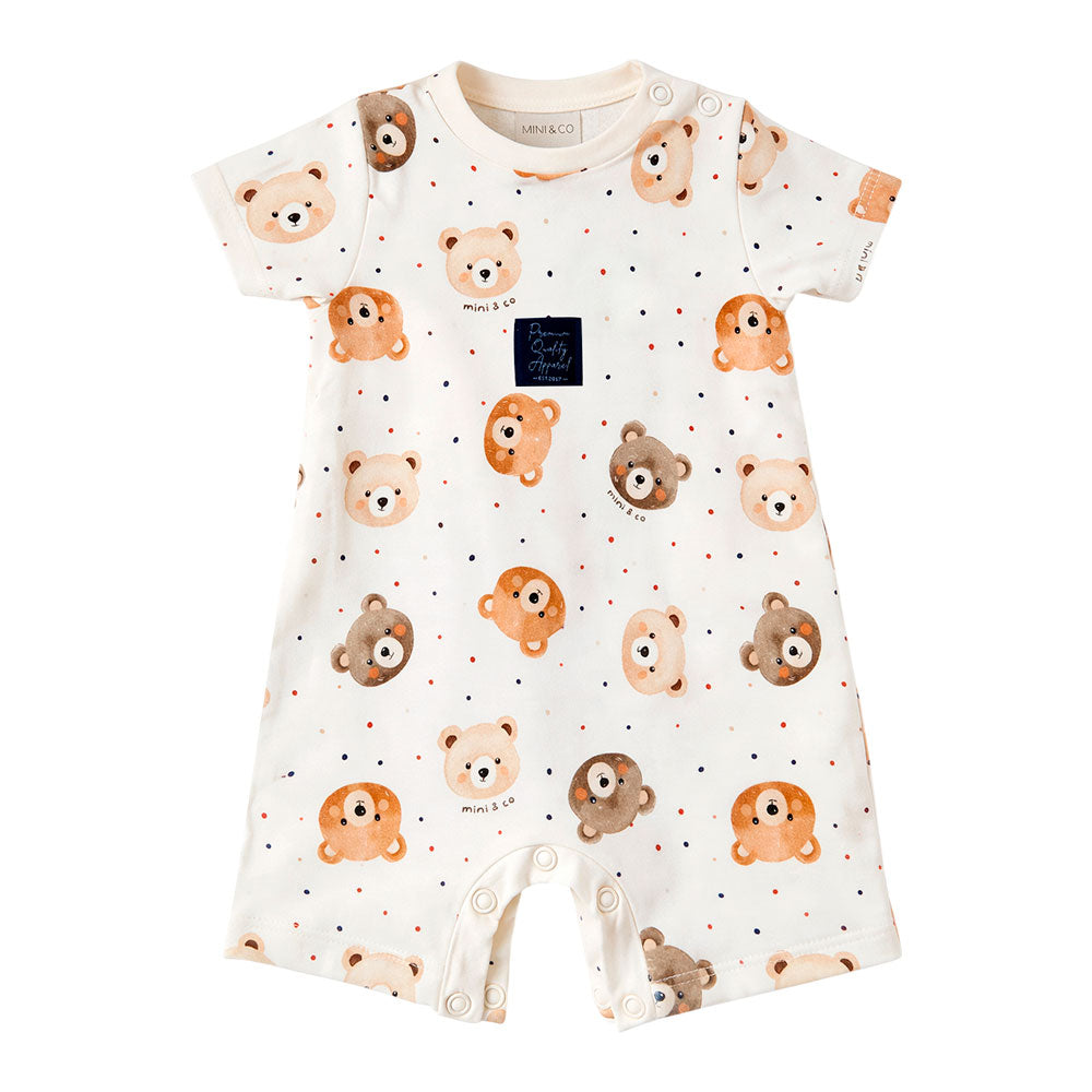Macacão Manga Curta Estampado Mini & Co Masculino - Urso Rostinho