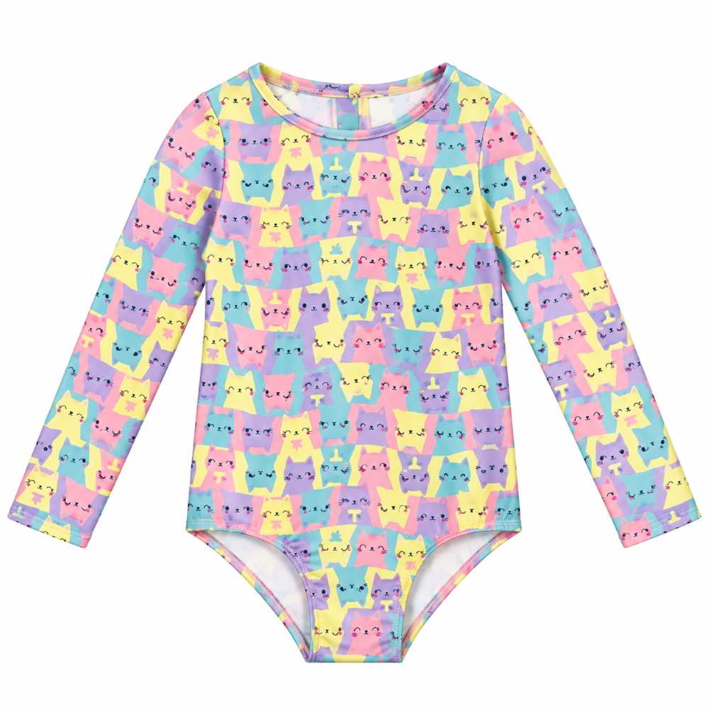 Maiô Estampado Gatinhos Infantil Menina Boca Grande - Blush