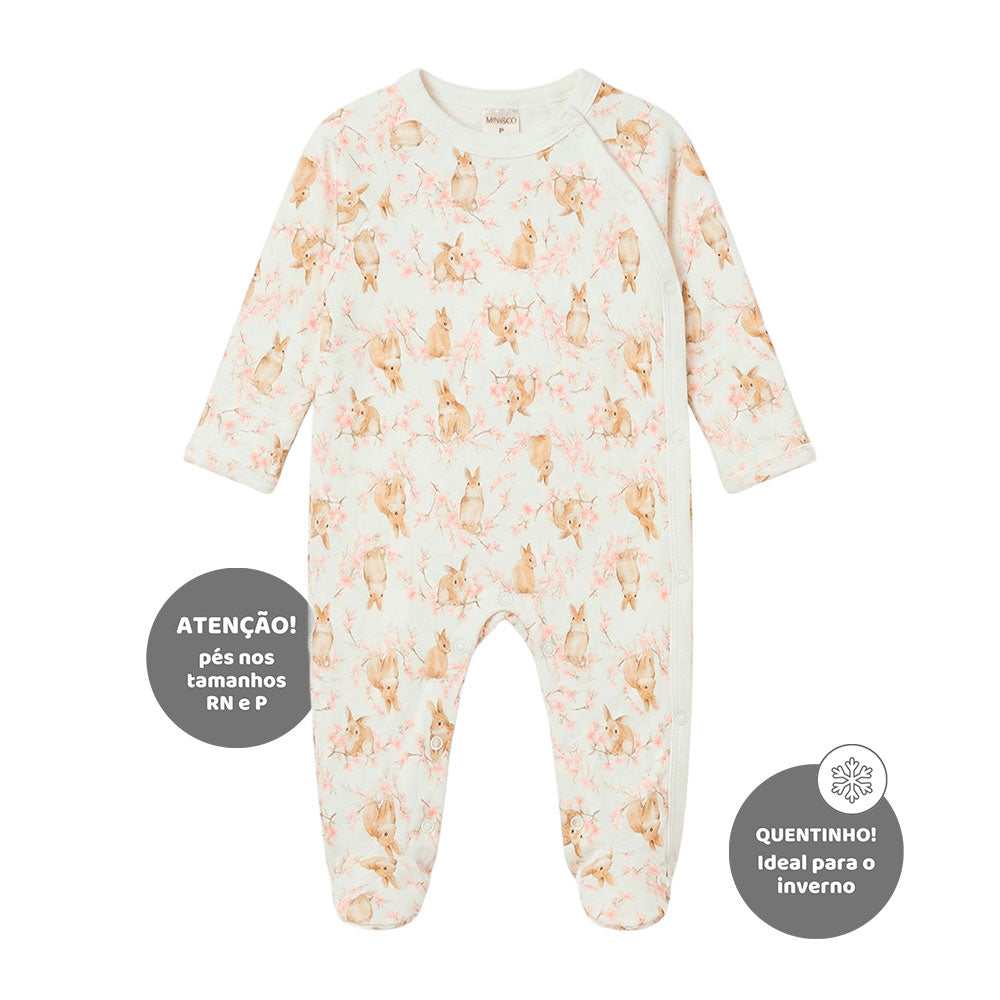 Macacão Manga Longa Forrado Plumante Mini & Co Feminino - Coelhinhas